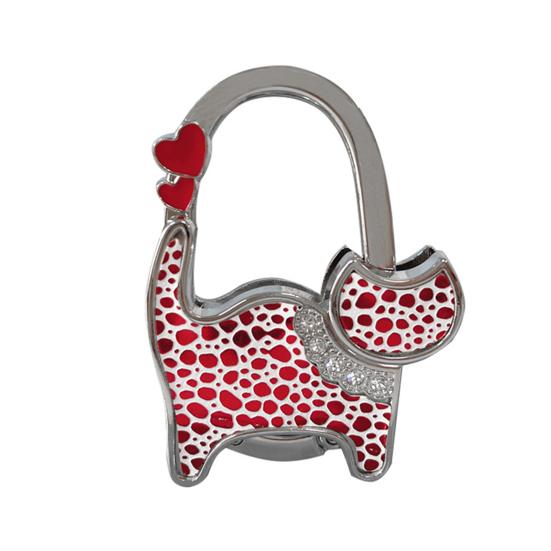 Крючок для сумки в форме кошки с блестящим декором из стразов, нескользящее основание, складной, для края стола, вешалка для сумочки