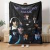 Wednesday Addams Inspired Fashion Collage Customize Your Name Cartoon Movie Pattern Blanket Chair Office Sofa Bed Camping Soft And Warm Give To