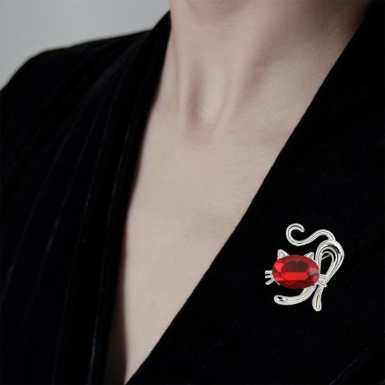 Элегантная блестящая брошь с инкрустацией стразами, яркий цвет, милый кот, булавка, шаль, шарф, значок на воротник, аксессуары для костюма