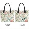  Floral Print Tote Bag Casual Canvas Shoulder Bag for Daily Use
