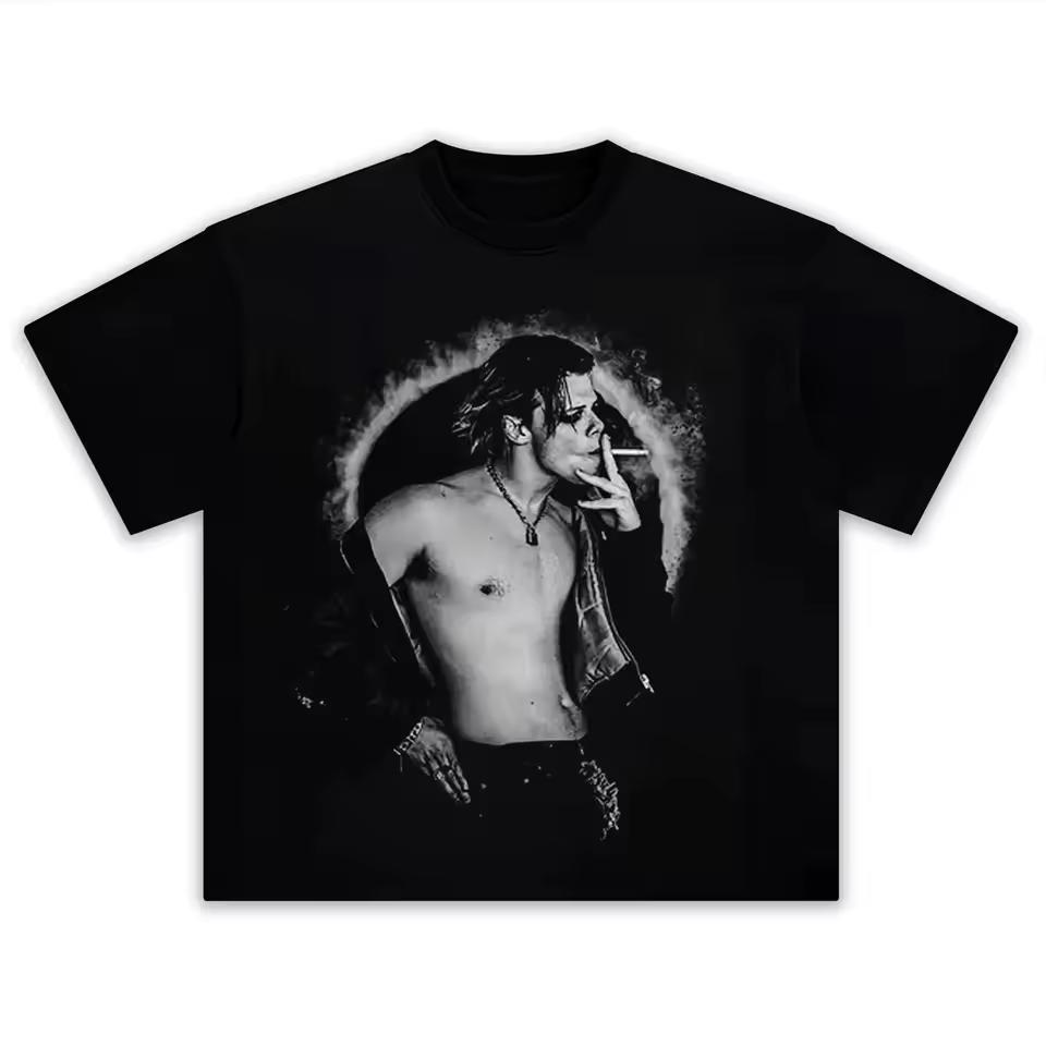 Singer YUNGBLUD Portrait Graphics Cotton Tshirt Unisex 2026 Summer Fashion Retro Style Short Sleeve Womens Men Shirt Streetwear