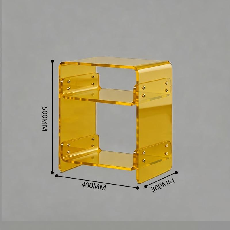Прозрачный акриловый прикроватный столик со шкафчиком и полкой