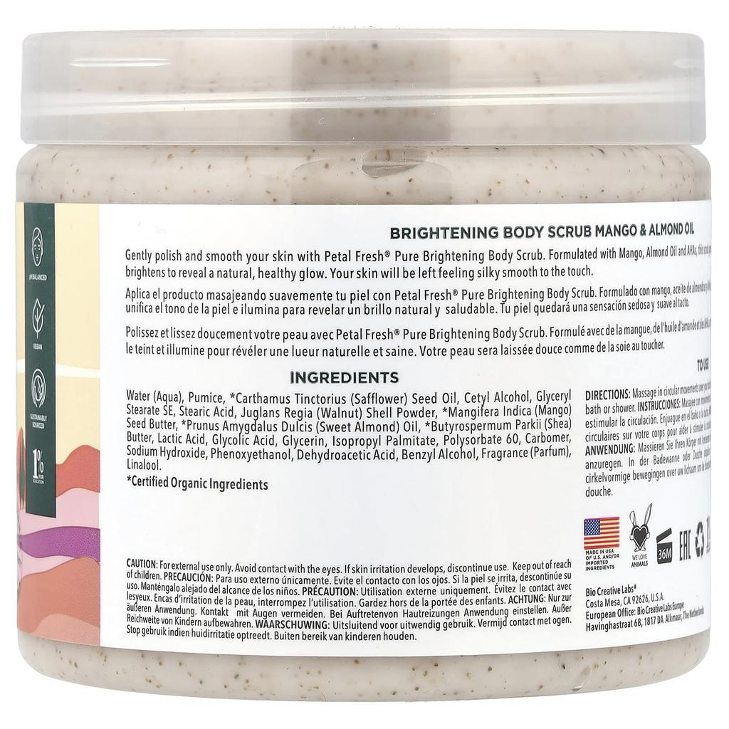 Brightening Body Scrub, Dhas, with Mango and Almond Oil, 473 Ml (16 Fl Oz)