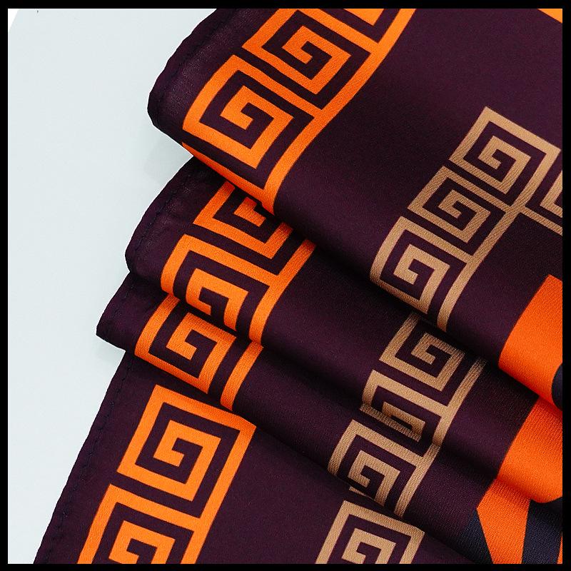 Женский шелковый квадратный платок с индивидуальным рисунком - Имитация атласной ленты для волос и шейного платка