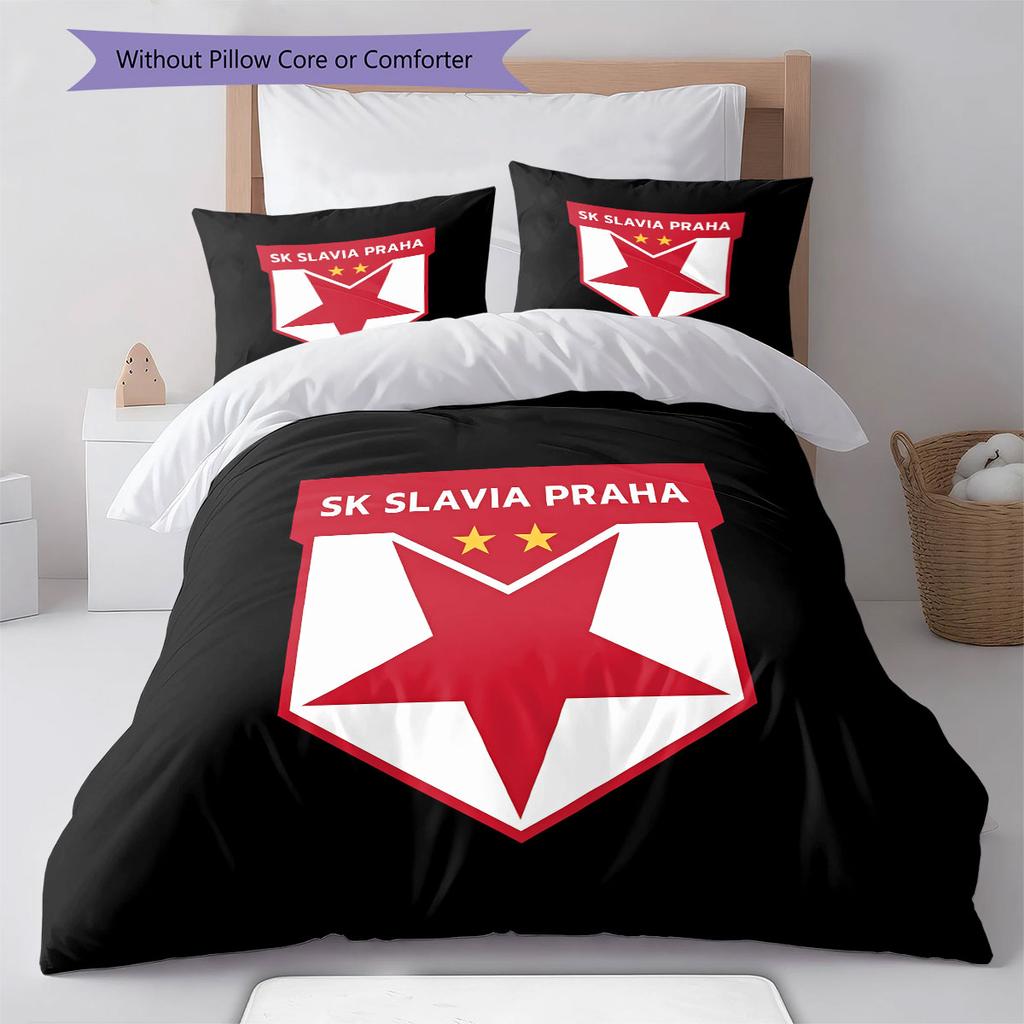 SK Slavia Praha Art Pattern Bedding Home Decoration Birthday Gift ( 1 duvet cover + 2 pillowcase, without core),fan merchandise.
