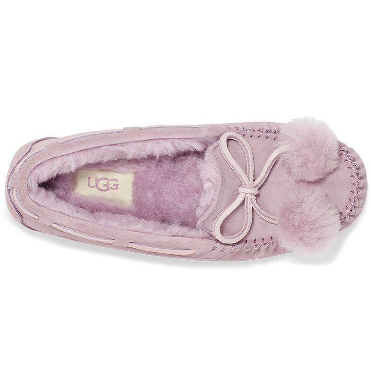 UGG Теплые кроссовки Dakota Bow Pom с флисовой подкладкой, слипоны, низкие повседневные кроссовки, женские кроссовки, розовые, фиолетовые 1124030-SHAD