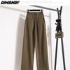 DIMANAF 2023 Большие размеры Длинные брюки Женские эластичные свободные винтажные однотонные хлопковые свободные длинные брюки с высокой талией Повседневные женские базовые большие брюки