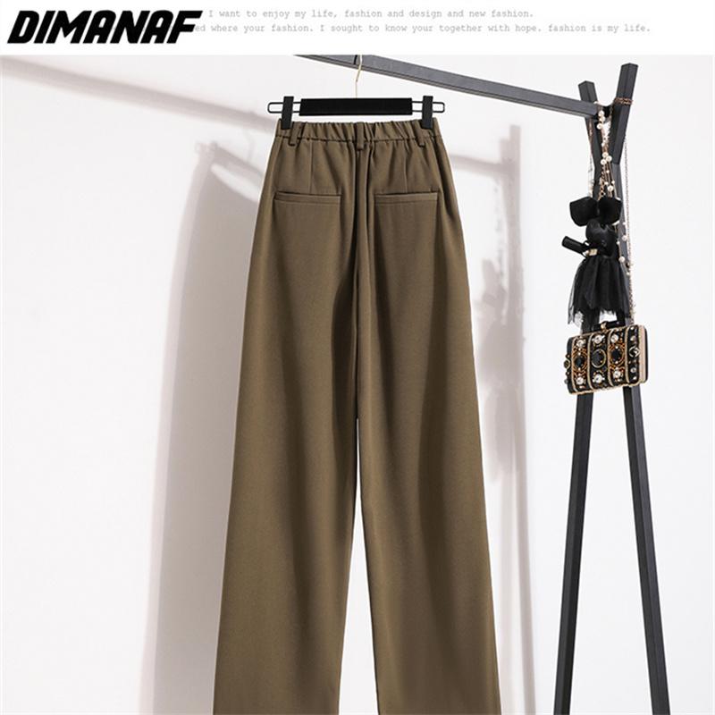 DIMANAF 2023 Большие размеры Длинные брюки Женские эластичные свободные винтажные однотонные хлопковые свободные длинные брюки с высокой талией Повседневные женские базовые большие брюки