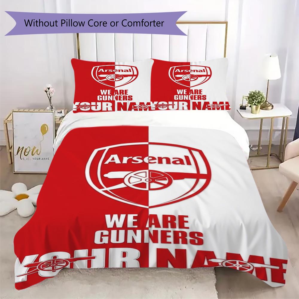 Custom Name Arsenal Pattern Bedding uilt Set uilt Cover Pillowcase Home Decoration Birthday Gift (1*duvet cover+2*pillowcase without core)