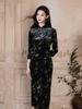 2025 Autumn Chinese Style Ice Flower Velvet Cheongsam – Retro-Inspired Women's Dress