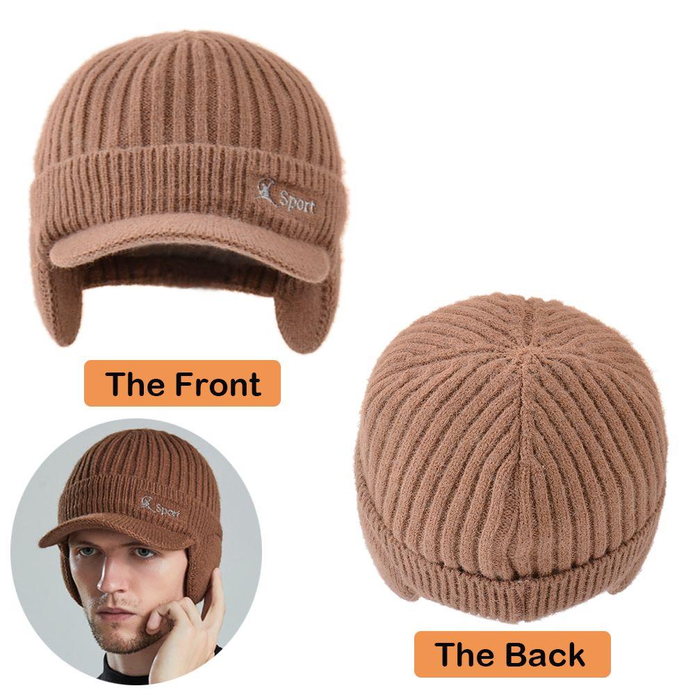 Добавить пуховую вязаную шапку ветрозащитную теплую бейсболку для защиты ушей для езды на открытом воздухе