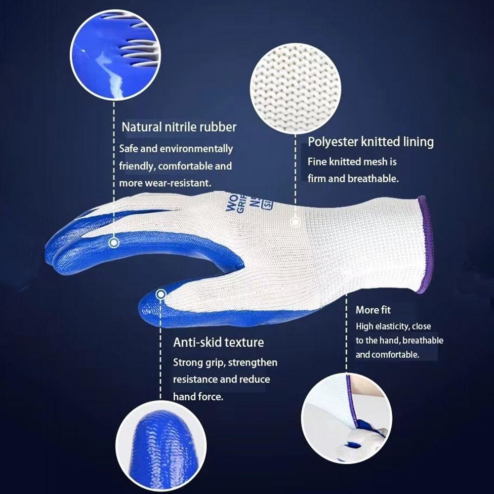 Nylon Nitrile Gloves Nitrile Safety Gloves Non-slip Labor Protection  Industrial