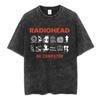 Radiohead Rock Band Washed Cotton T Shirt Men Women Hip Hop Music Tee Fashion Short Sleeve Tshirt Summer Oversized T-shirts Tops