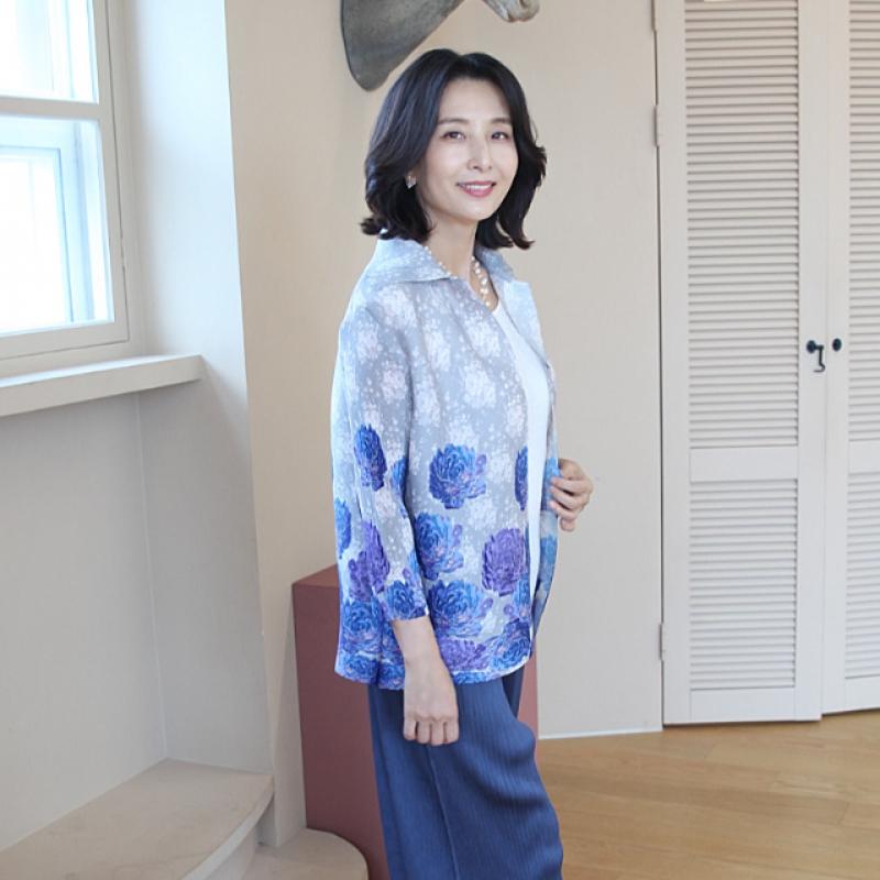 Shiz Madam Pleated Jacket Watercolor Flower J31708