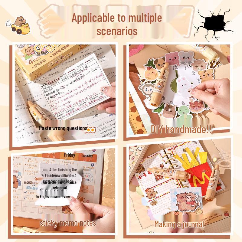 Children's Double-Sided Dot Glue Pen with Refillable Transparent Adhesive for Handmade Crafts