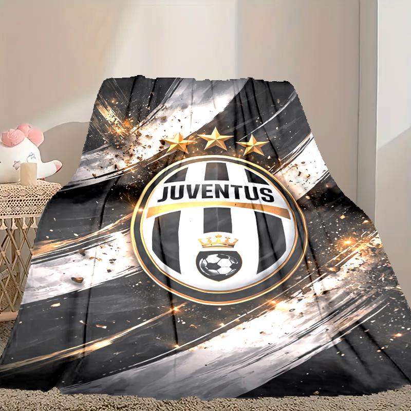 [1pc Juventus Football Club Blanket] All-Season Blanket - Cozy Blanket for Sofa Couch Home Decoration, Digital Printed Nap Blanket
