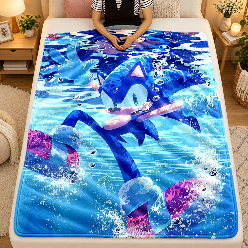 Flannel BlanketSonic the Hedgehog Warm Soft Throw Blanket for Indoor Sofa Bed Living Room Use