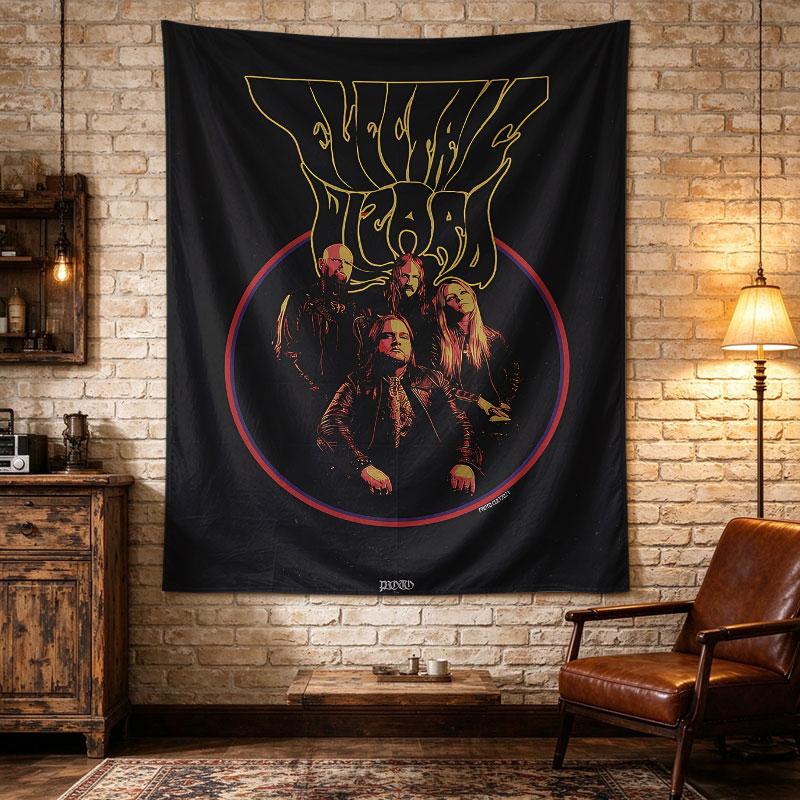 Electric Wizard Stoner Rock Band Poster Psychedelic Gold Lettering Circle