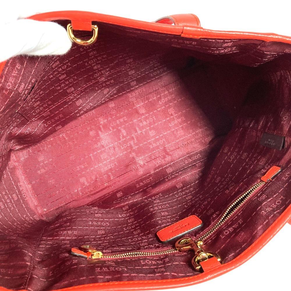 LOEWE Logo Heritage Bag Tote Bag Shoulder Bag Leather Orange Red Based