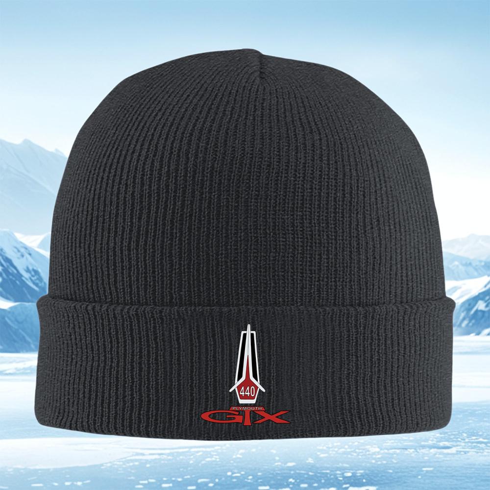 Plymouth GTX badge logo symbol number Men Women Unisex Knitted Hat Beanie Pullover Cap Winter Thermal Warm Christmas Outdoor Cyc