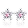 Miles Peach Blossom Creative Roses Earrings Sweet Japanese and Korean Pink Diamond Silver-Plated Ear Studs Girls Ear Rings