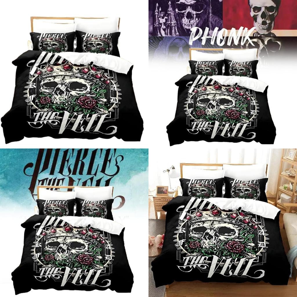 Pierce The Veil Обложка Альбома Цифровая Печать Комплект Постельного Белья из 3 Предметов с Реактивным Окрашиванием Современный Минималистичный Для Декора Домашней Спальни