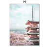 Сакура трамвай пагода гора Фудзи настенная живопись на холсте плакаты на скандинавскую тему и принты настенные панно для гостиной японский декор