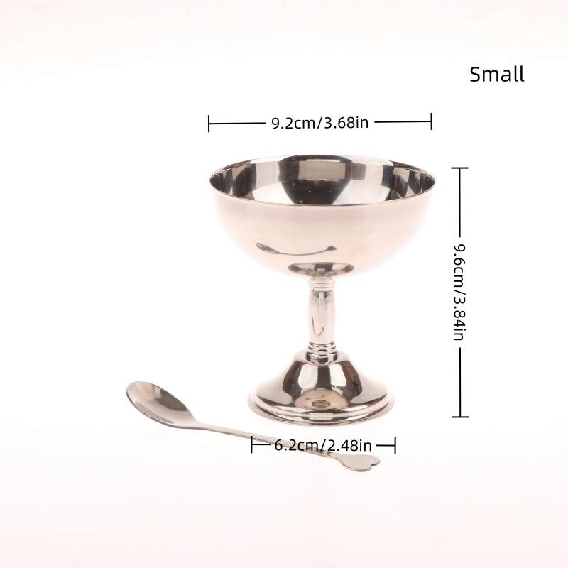 Stainless Steel Dessert Cup Vintage Durable Pudding Milk Jelly Ice Cream Cup Bowl Salad Bowl Dessert Fruit Plate Snack Dish