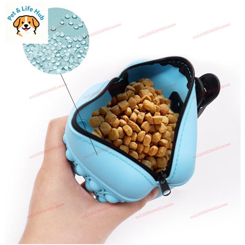Silicone Pet Training Waist Bag, Outdoor Portable Dog Food Snack Pouch Waterproof Feeding Storage Bag For Dog Walking Training