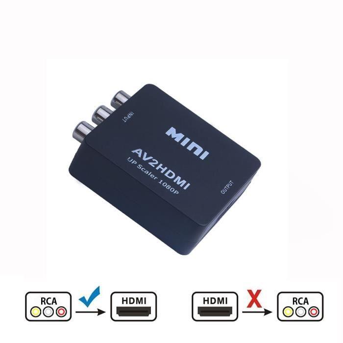 Avec Câble Noir Convertisseur Adaptateur Composite 1080P RCA AV Vers HDMI, Adaptateur AV2HDMI Pour TV, PS3, P