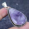 Natural Sage Amethyst Gemstone 925 Sterling Silver Jewelry Pendant 2.36" Y0e45