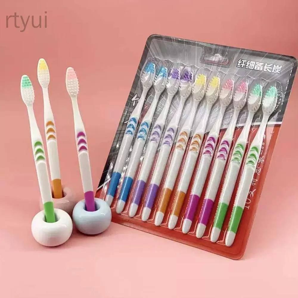 Soft Bristle Toothbrush Set Pack of 10 with Ergonomic Handles and Compact Brush Heads Suitable for Daily Oral Care and Gentle Cleaning