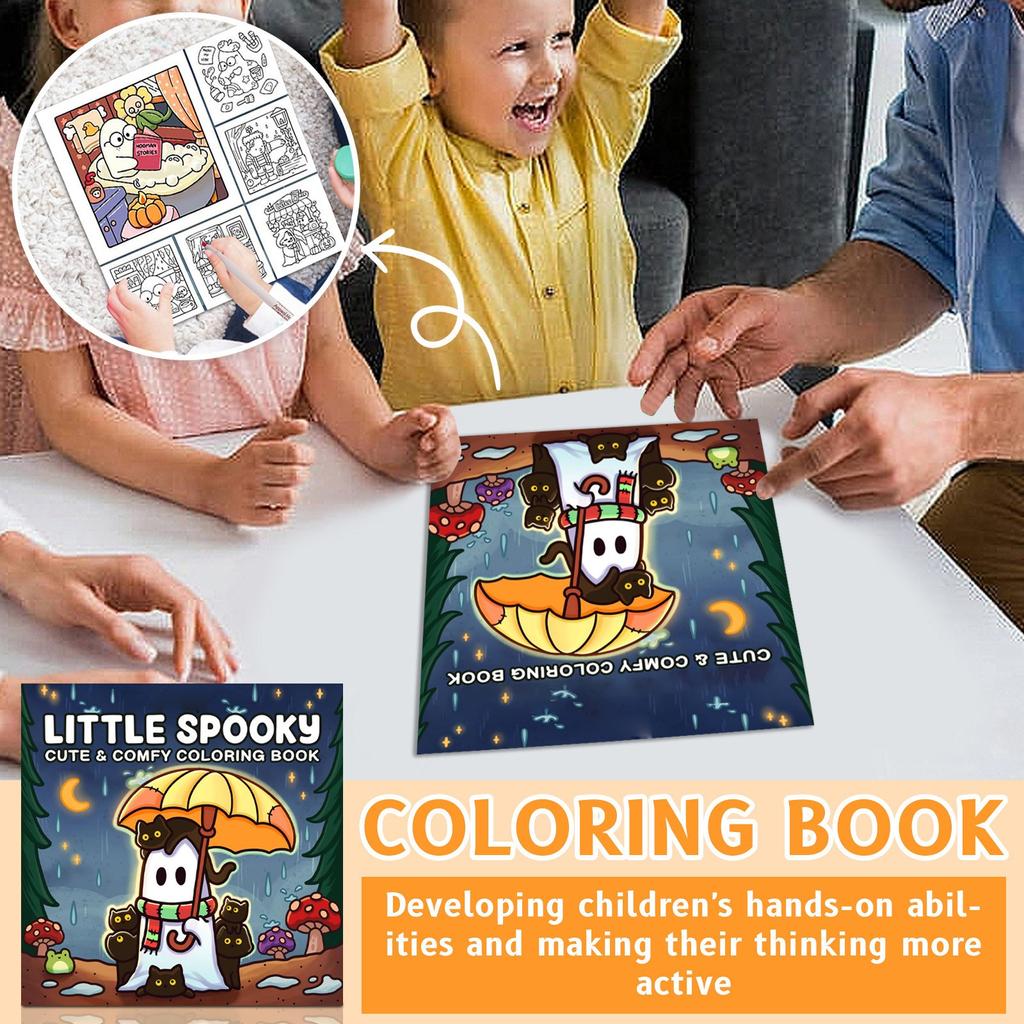 Раскраска для взрослых и подростков с милыми жуткими существами в уютных моментах для релаксации (Раскраска «Уютные пространства») Мягкая обложка