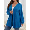Осенне-зимний женский однотонный свободный кардиган с длинным рукавом, трикотажная куртка больших размеров