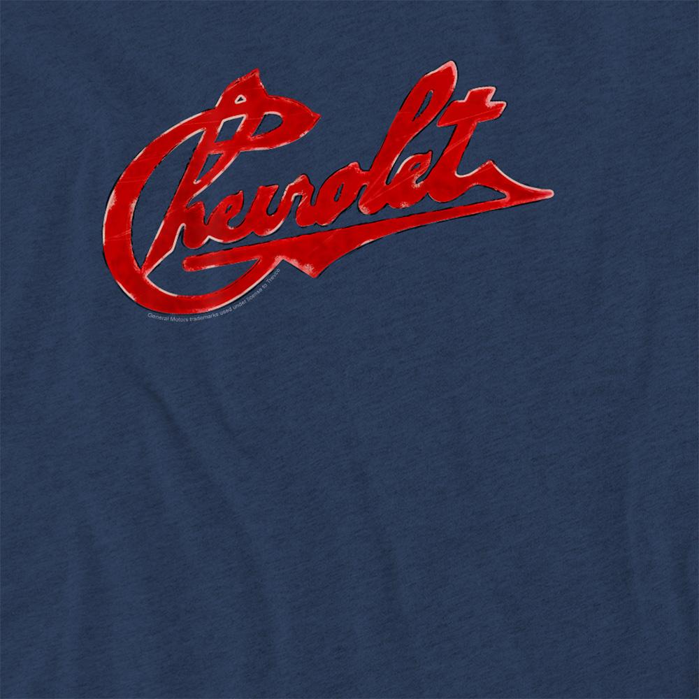 Chevrolet Unisex Adult Script Distressed Heather T-Shirt