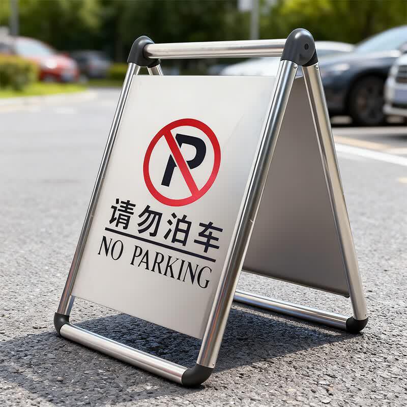 Haistick Folding Stainless Steel A-Frame 'No Parking' Sign