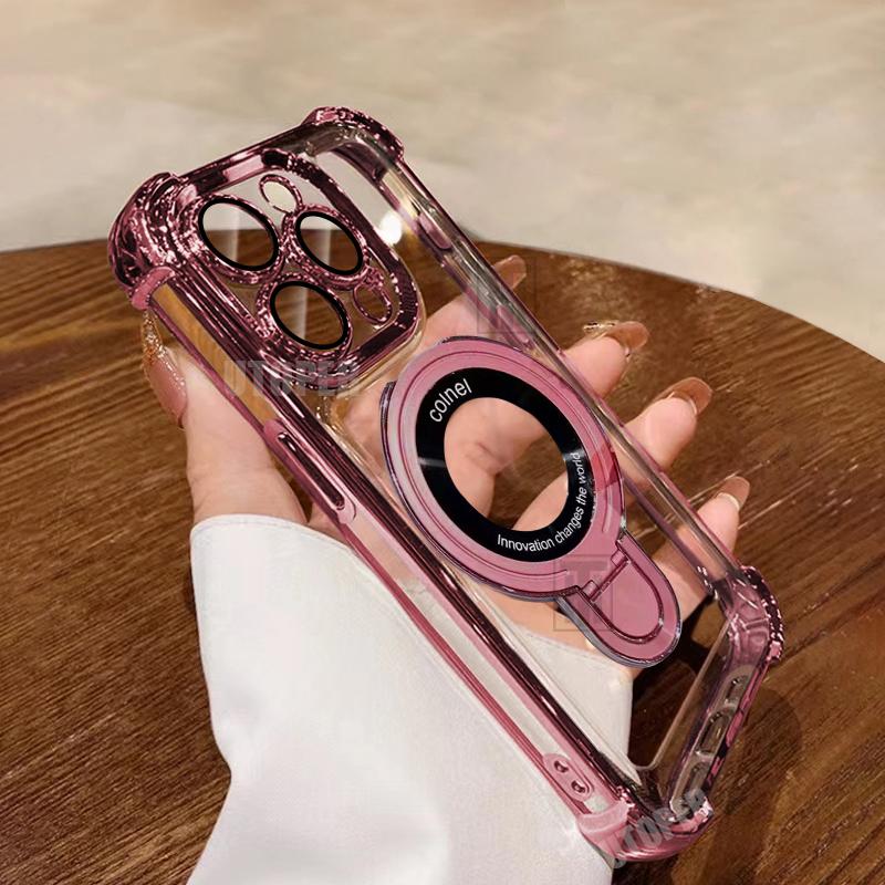 Роскошный Новый Прозрачный Чехол-книжка с Подставкой для iPhone 16 15 14 13 11 12 Pro Max Plus с Магнитным Покрытием Magsafe, Ударопрочный Чехол