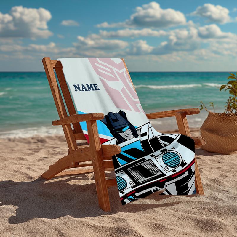 Custom Name Ultra-Soft Beach Towel with Transformers Theme,Ideal for Pool - Camping, Diving - Perfect Travel Essential, Vibrant Beach Towel.