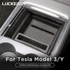 LUCKEASY For Tesla Model 3 Model Y Central Control Tissue Storage Box Interior Accessories Car Center Armrest Stowing