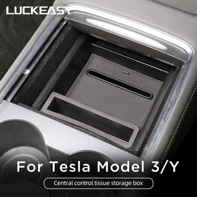 LUCKEASY для Tesla Model 3 Model Y, центральный контрольный ящик для хранения салфеток, аксессуары для интерьера, автомобильный центральный подлокотник, укладка