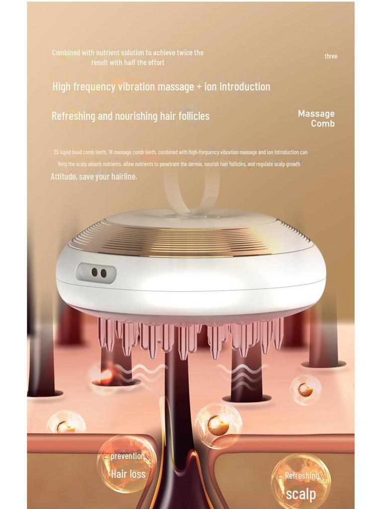 Трансграничный EMS микротоковая расческа для роста волос и массажер для кожи головы с аппликатором