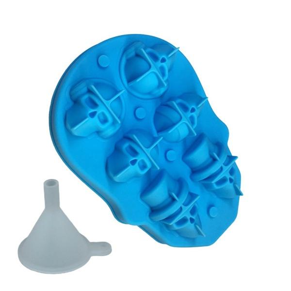 6 в 1 DIY череп форма для льда череп создатель ледяных шаров 3D трехмерные формы для лотков силиконовые формы для виски, кубиков льда, печенья и печенья