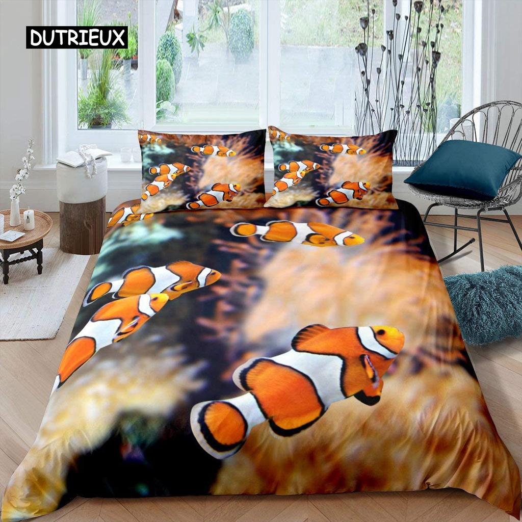 Комплект постельного белья «Золотая рыбка» с изображением океана, комплект постельного белья «Волна и всплеск», полиэстер, абстрактное искусство, односпальное одеяло «Королева»