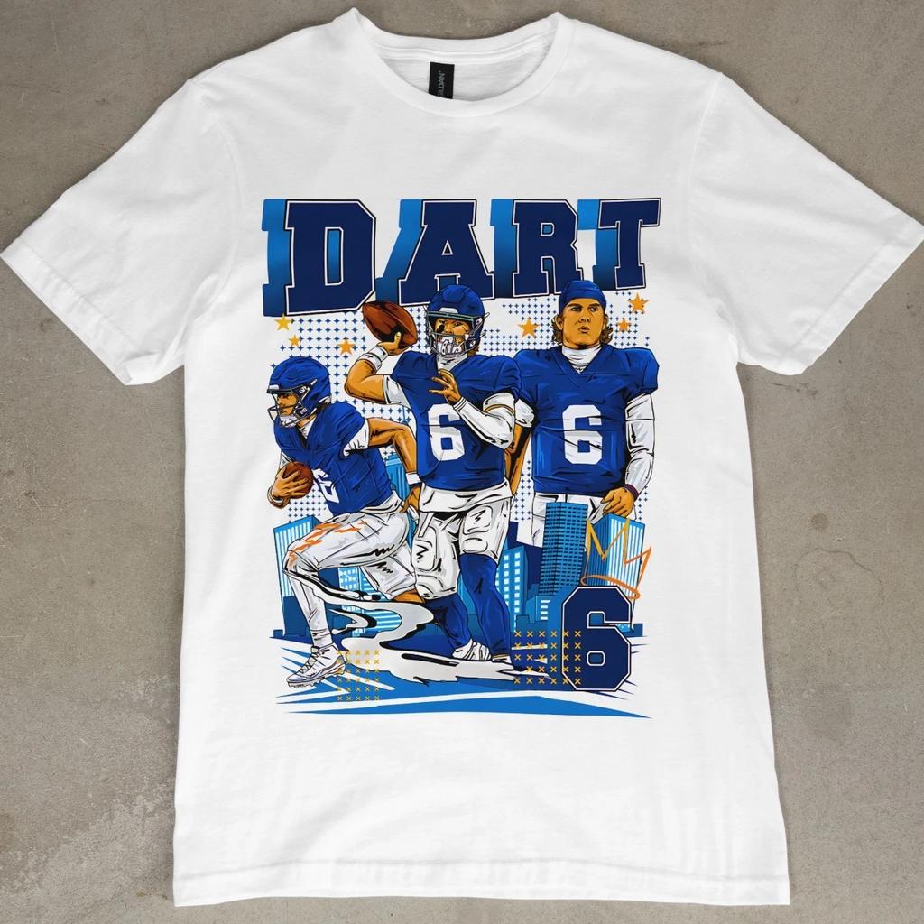 Графическая футболка Jaxson Dart New York Giants NFL Футбольный фанатский топ Винтажный стиль