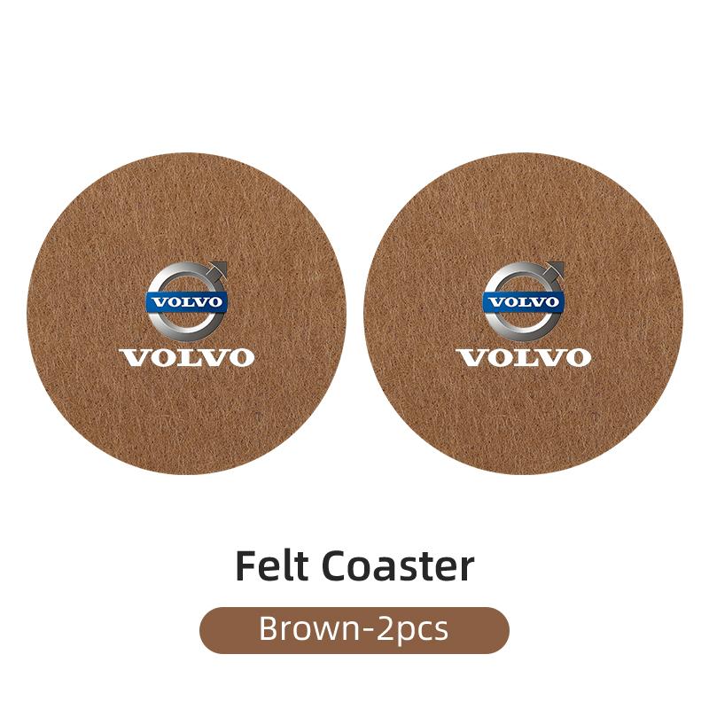 cujgl8 2PCS Car Felt Material Coasters Water Cup Holder Mat Trimmmable For Volvo AWD C30 C70 S60 S80 V60 V70 V90 XC40 XC60 XC70 XC90