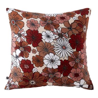 Taie D'oreiller Réversible "Anna / Flora" Toutes Dimensions Gaze De Coton Imprimée l'Effet Papillon - 60x60 - Terracotta