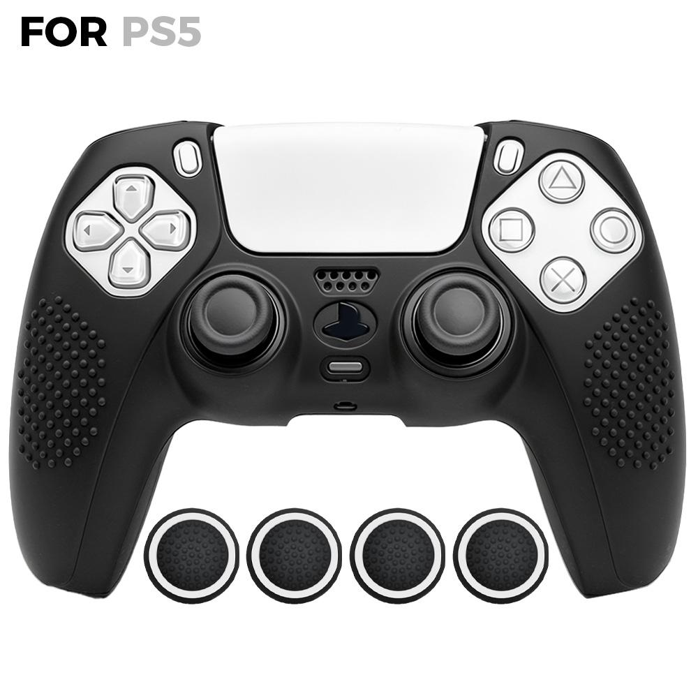 PS5 Compatible Controller Silicone Cover with Thumb Grip Caps, Anti-Slip Gamepad Skin