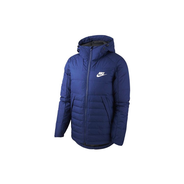 Nike Открытый ветрозащитный теплый пуховик с капюшоном мужские куртки темно-синий AJ7947-429