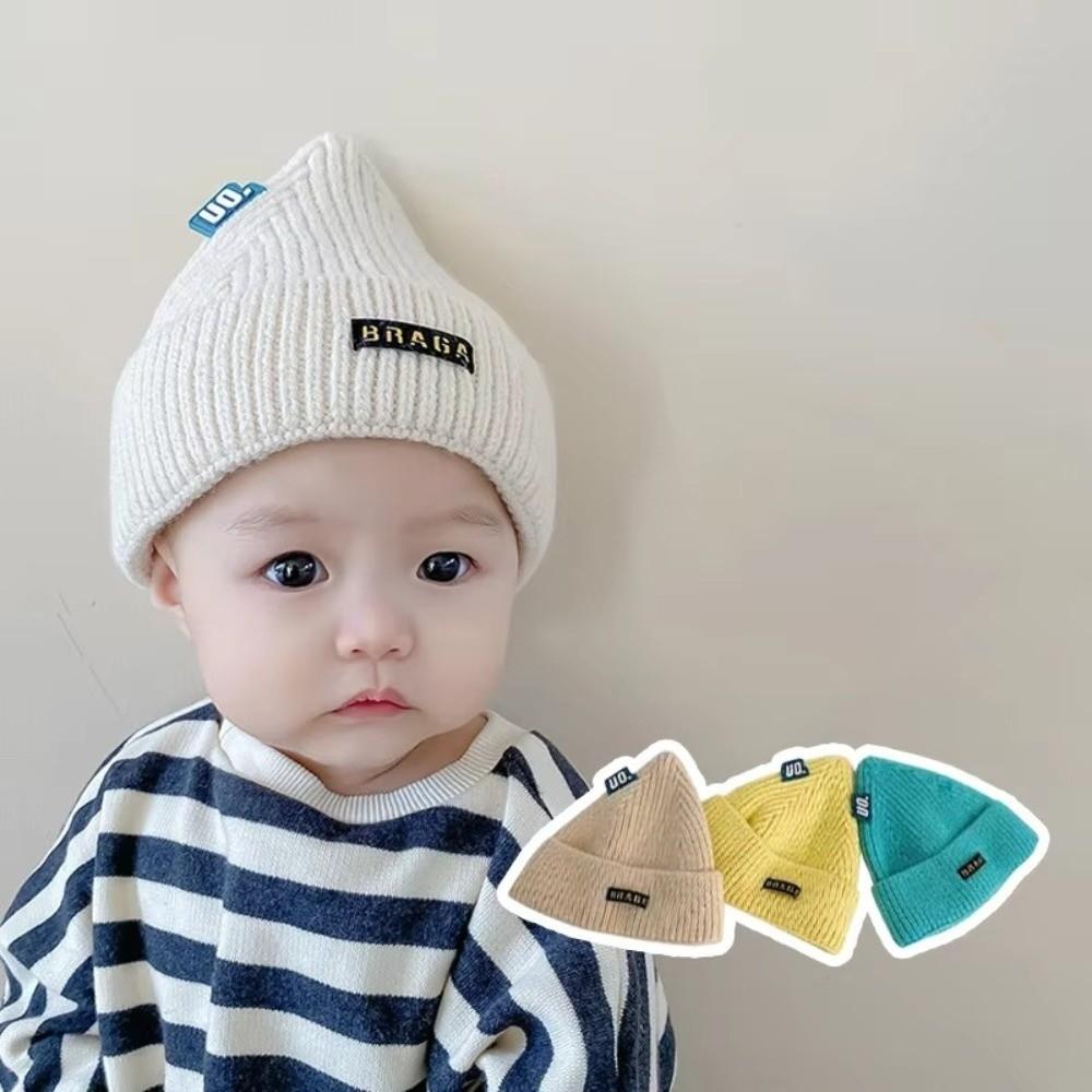 Cute Letter Newborn Knitted Hat Winter Warm Infant Kids Ear Protection Hats New Baby Beanie Cap