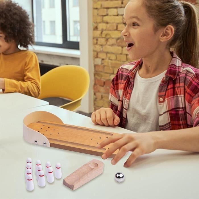 Jeu de Bowling de Bureau - Portable - Bois - Mixte - 295x100 mm